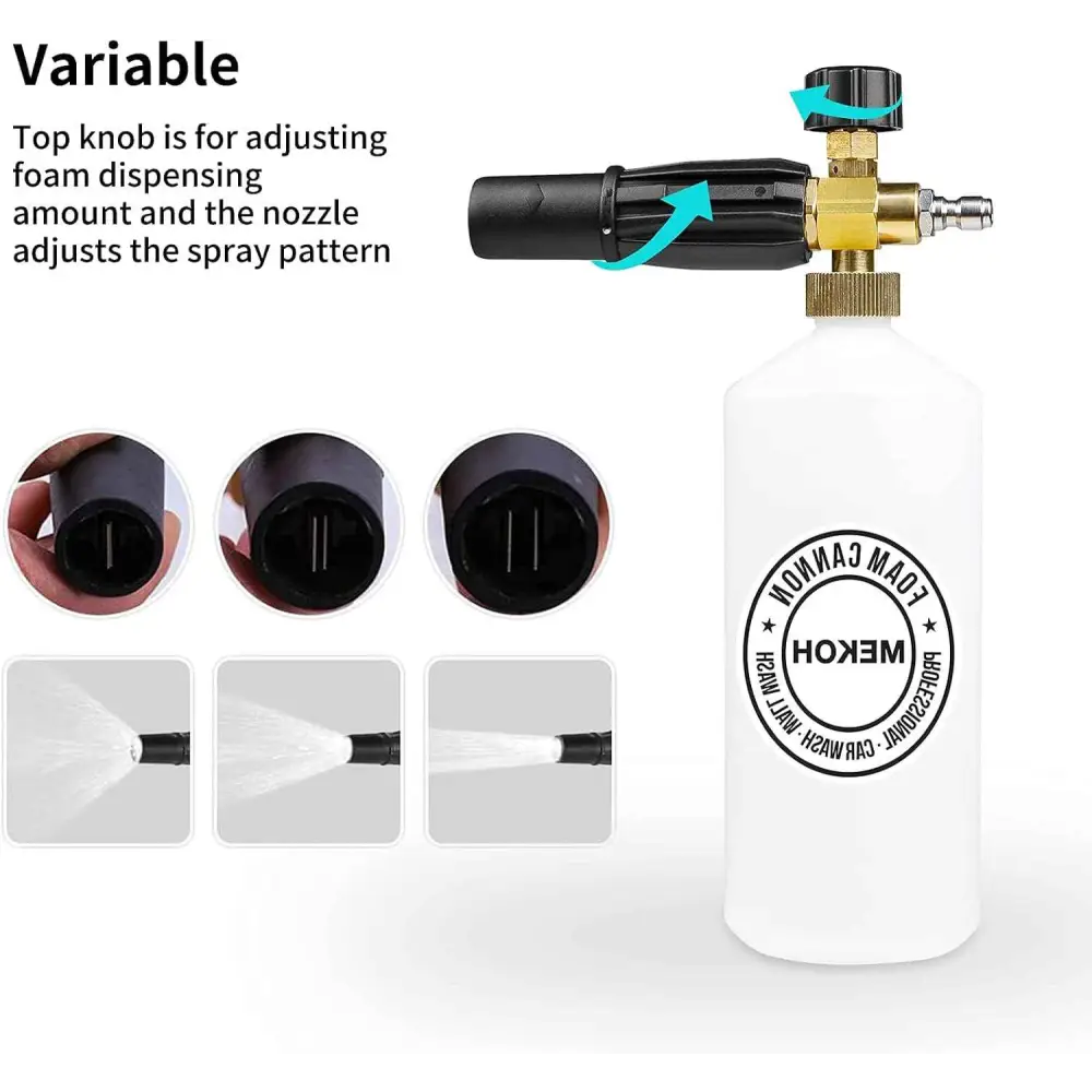 1 Liter Adjustable Foam Cannon Snow Foam Lance Mekoh - White - gl_lawn_and_garden