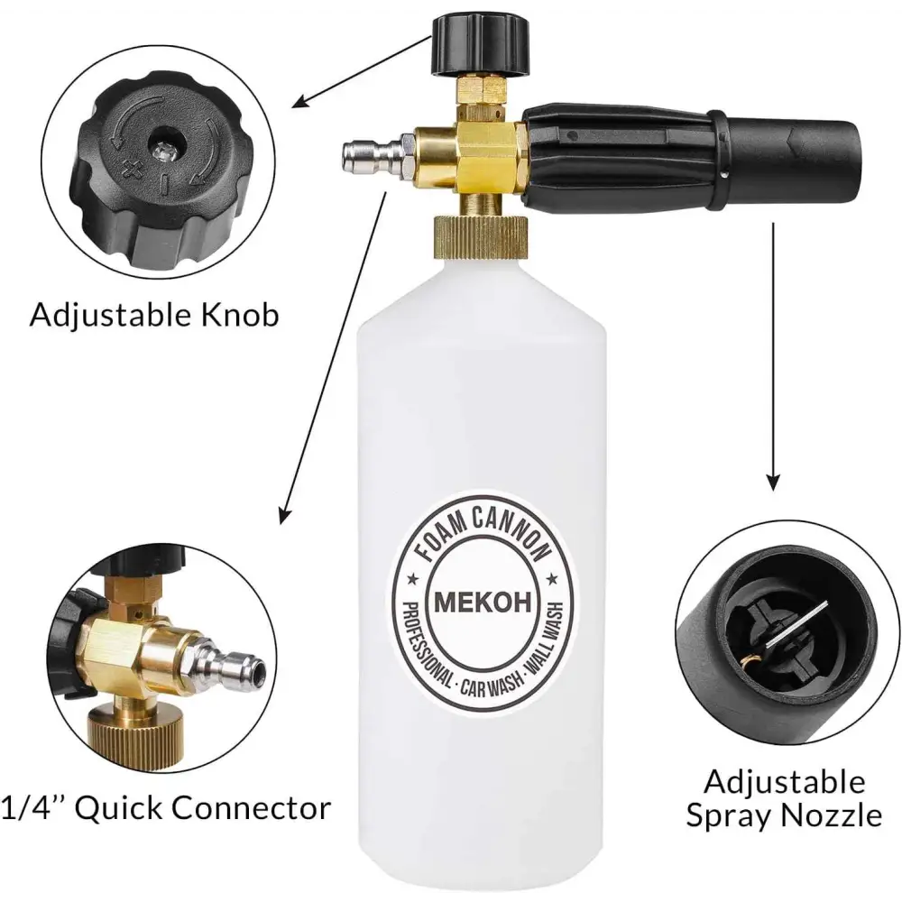 1 Liter Adjustable Foam Cannon Snow Foam Lance Mekoh - White - gl_lawn_and_garden