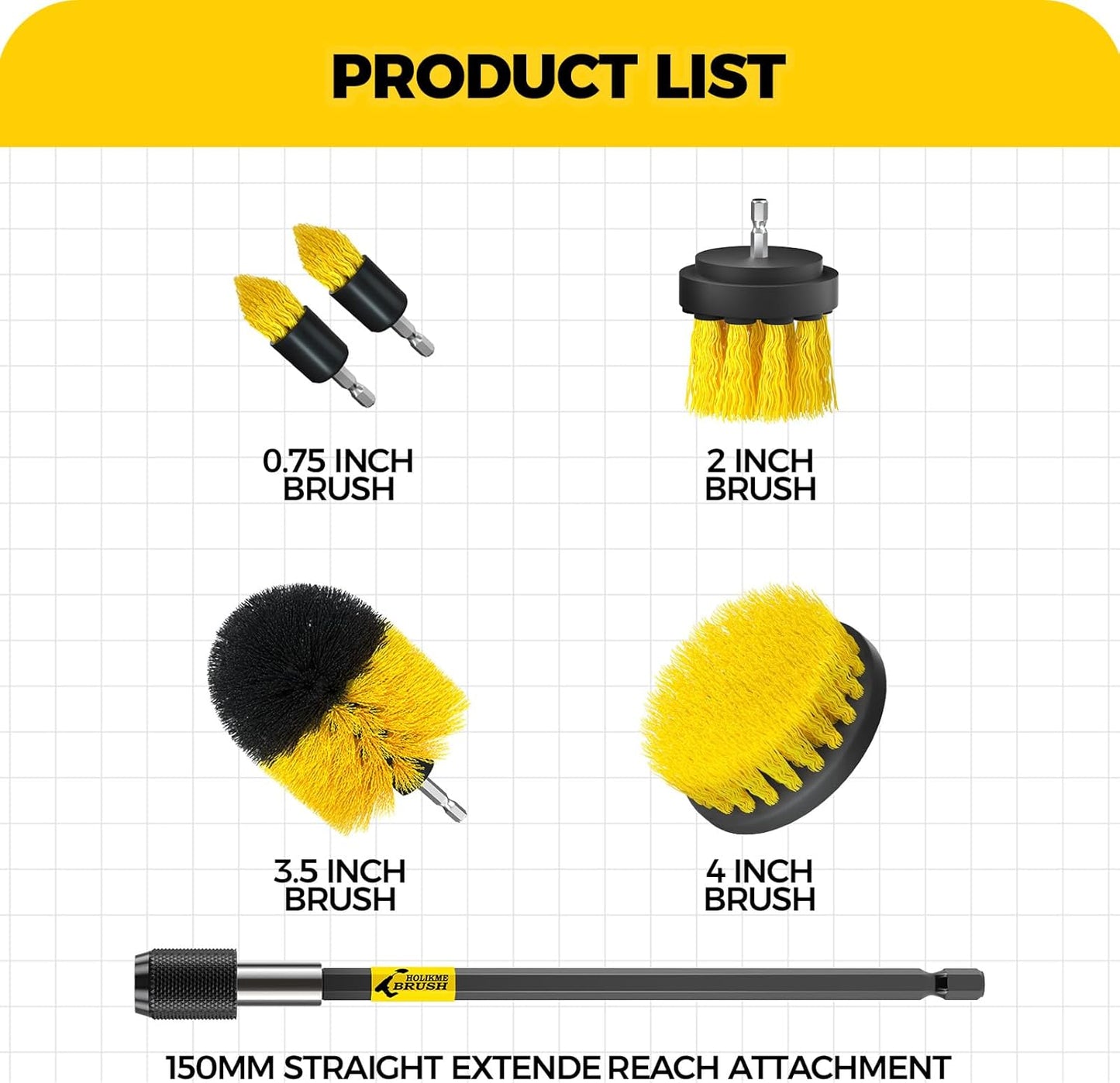 Holikme 6Pack Cleaning Brush Power Drill Set - Static Auto Care