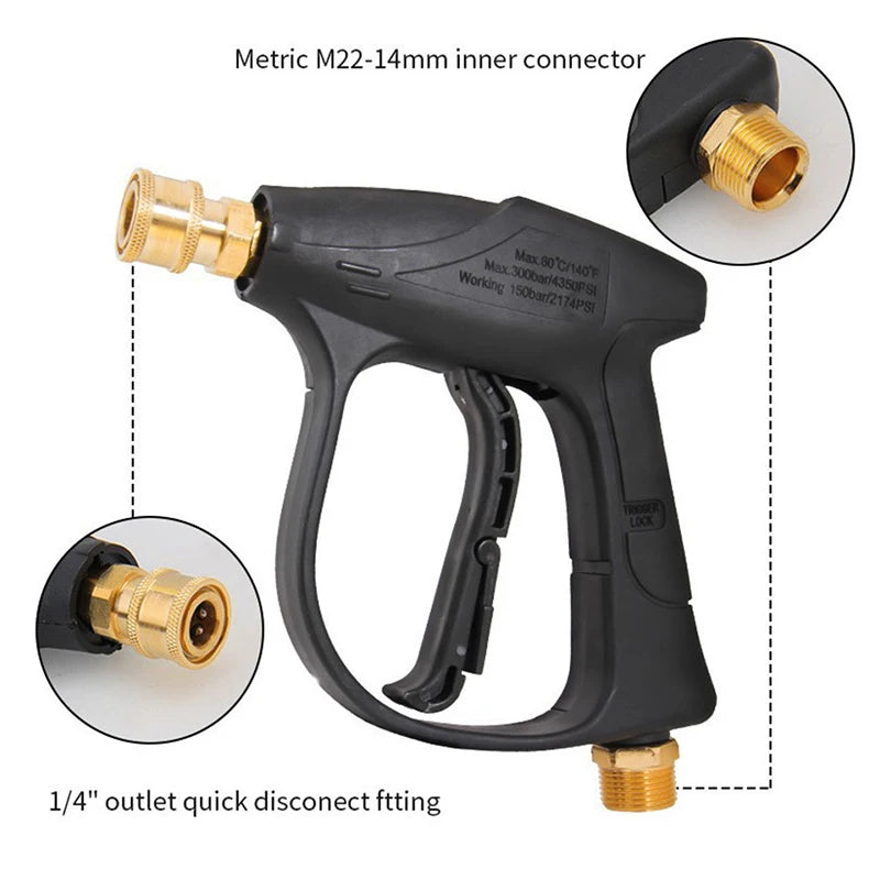 SeaMetal Short Handle High Pressure Washer Gun + Nozzle Set