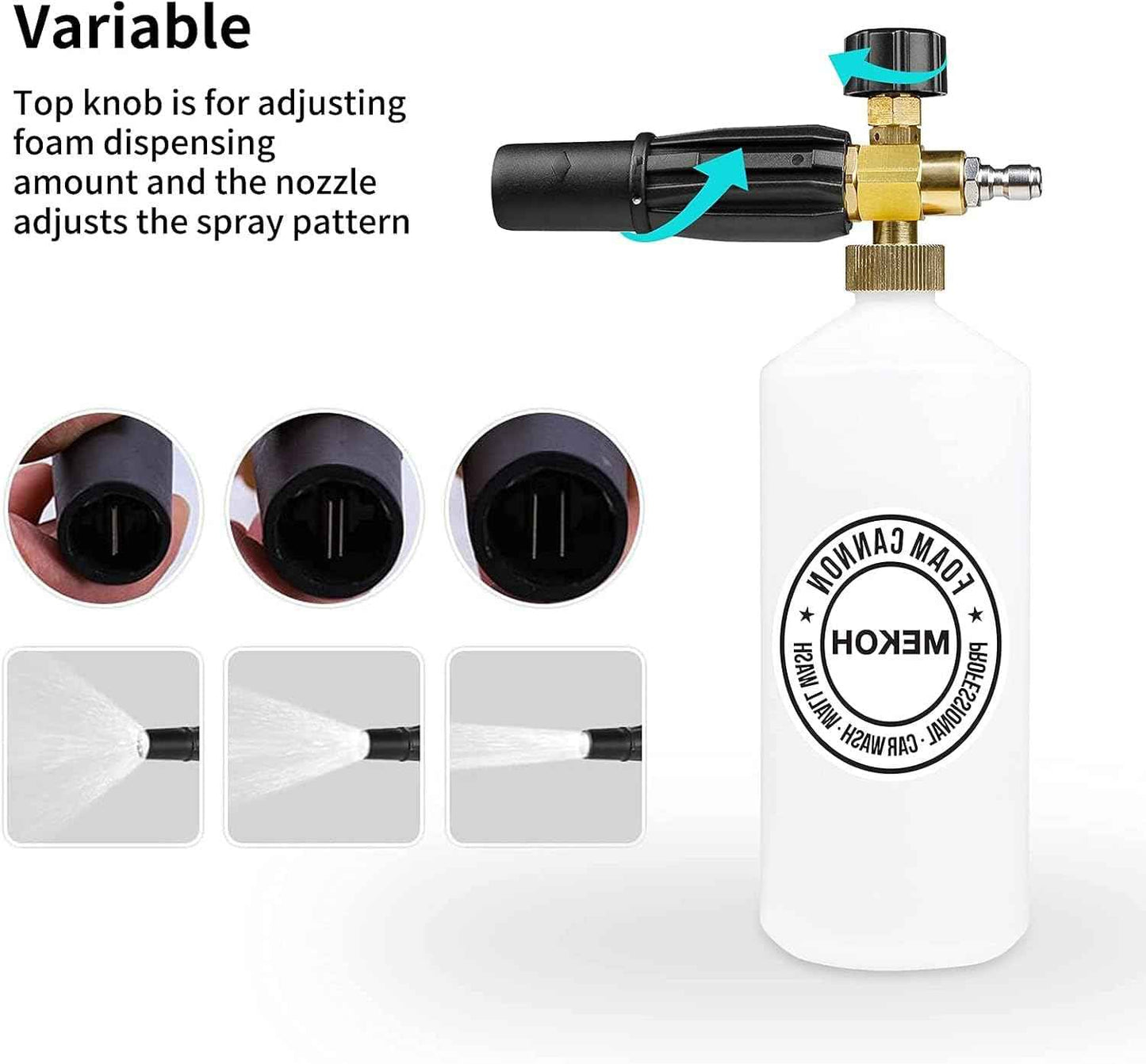 1 Liter Adjustable Foam Cannon Snow Foam Lance Mekoh - Static Auto Care