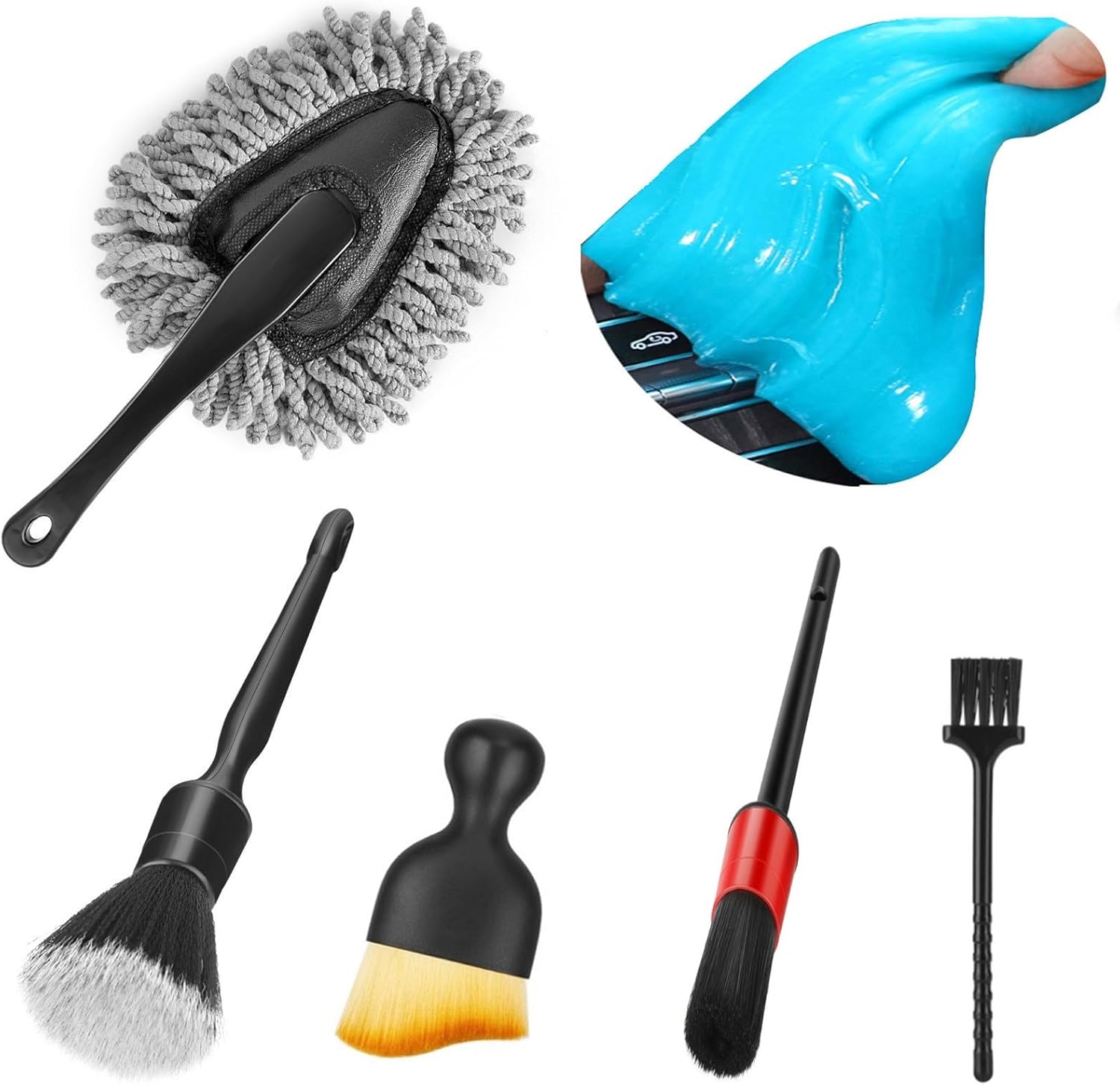 Car Interior 6 Piece Duster, Detail Brush & Gel Kit - Static Auto Care