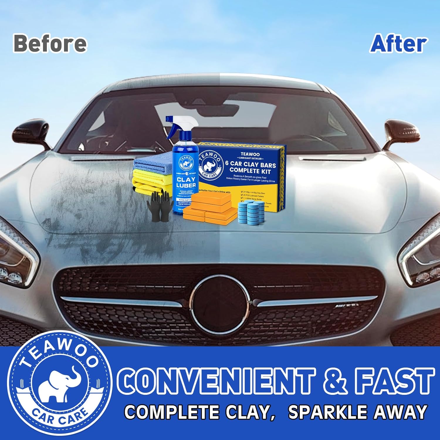 Taewoo Clay Bar Kit - 6 Clay Bars & 20 Lubricant Tablets - Static Auto Care